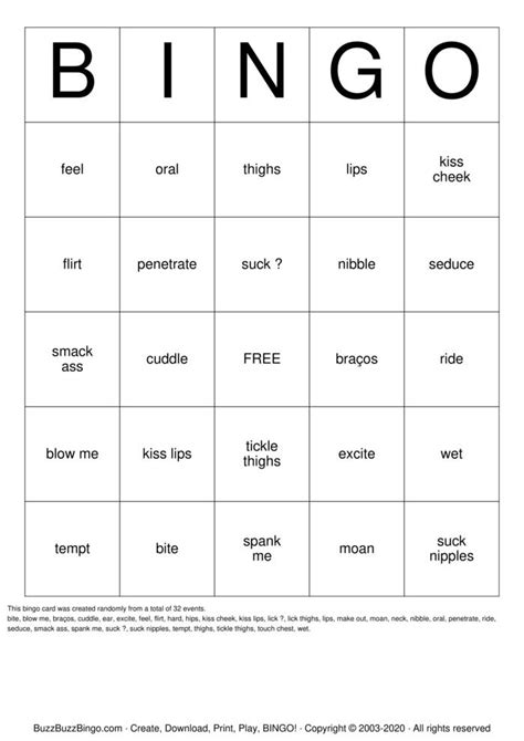 sex bingo cards to download print and customize