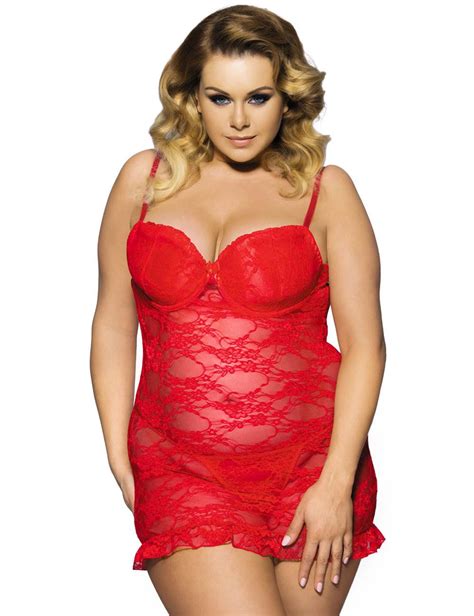 Wholesale Red Plus Size Floral Lace And Mesh Lingerie