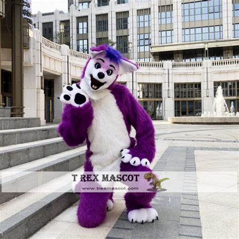 purple fox dog fursuit fox mascot costumes trexmascot