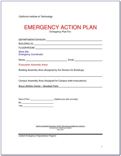 emergency action plan template uk