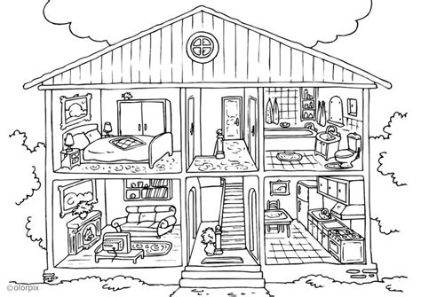 coloring page house interior  printable coloring pages img