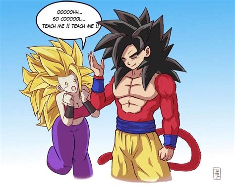 Goku And Caulifla Anime Mangas Image Jeux Video Kawaii