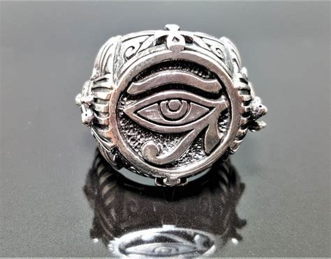 Eye Of Horus Ring Sterling Silver 925 Ankh Symbol Pharaoh