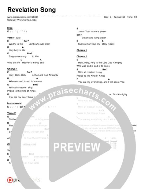 revelation song chords pdf gateway worship kari jobe praisecharts