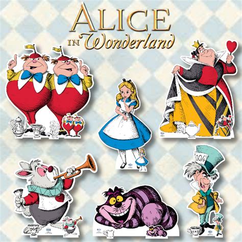 alice  wonderland vintage cardboard cutouts set   official disney
