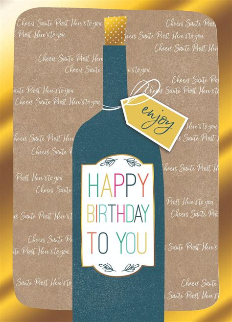 Wine Bottle Happy Birthday Greeting Card Cards