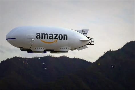 drones fly    giant amazon hover blimp