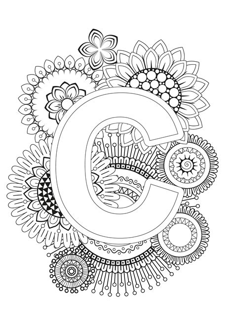 letter pages mandala coloring pages