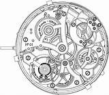 Drawing Gears Clock Gear Pocket Tattoo Steampunk Vector Cogs Mechanism Technical Drawings Coloring Template Sketch Movement Pages Clip Antique Wheel sketch template