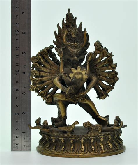 Tibet Buddhism Bronze Vajra Hayagriva Yab Yum Buddha