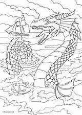 Coloring Pages Colouring Adult Kids Printable Sea Monsters Giant Big Dragon Adults Choose Board sketch template