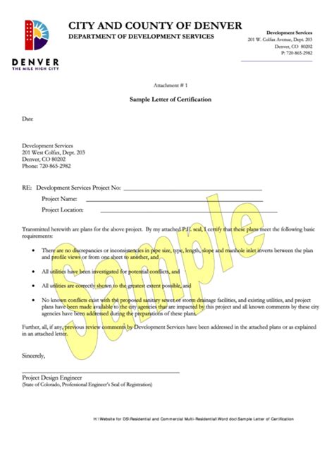 sample letter  certification template printable