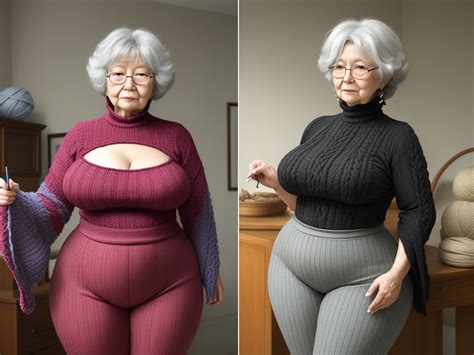 Ai Complete Image Grandma Wide Hips Large Hips Knitting Gles