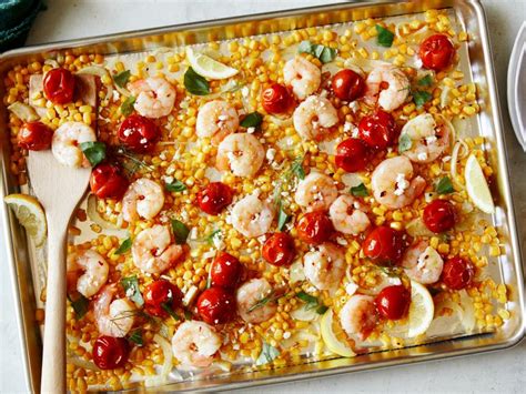 garlic butter shrimp  corn sheet pan dinner recipe food network