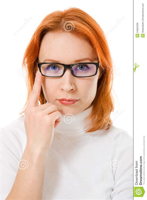 Beautiful Girl With Red Hair Wearing Glasses Royalty Free