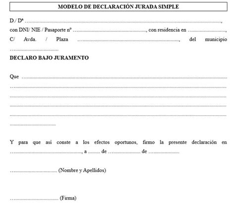 ejemplo de carta de declaracion jurada coleccion de  vrogueco