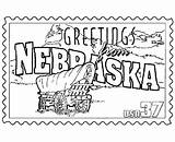 Nebraska Coloring State Pages Ne States Stamp Usa Printables Huskers Template sketch template