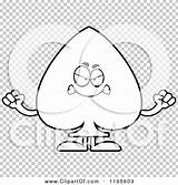 Spade Mascot Mad Suit Card Outlined Coloring Clipart Vector Cartoon Cory Thoman sketch template