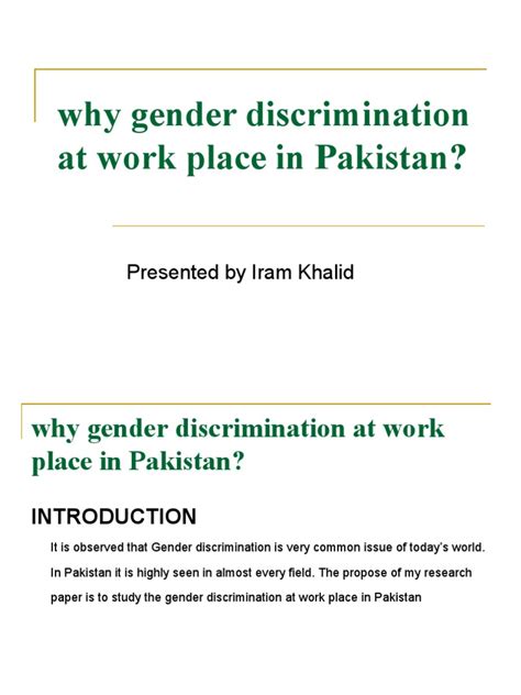 why gender discrimination at work place in pakistan sex