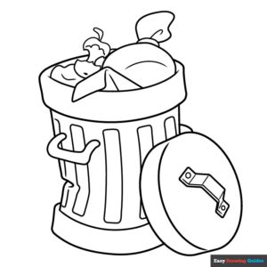 trash  coloring page easy drawing guides
