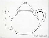 Teapot Coloring Tea Templates Teacup Pages Painting Applique Embroidery Cups Drawing Simple Sketching Cup Pattern Clipart Designs Template Patterns Book sketch template