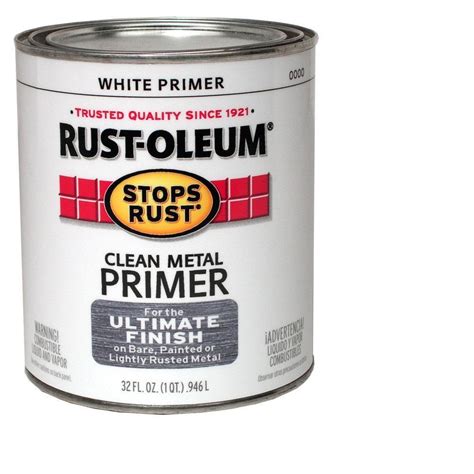 rust oleum stops rust  qt flat white clean metal primer