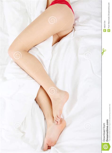 Woman Legs On Bed Stock Images Image 18531734