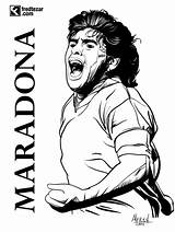 Maradona Diego Colorare Pintar Armando Blanco Coloriage Nero Player Dios sketch template