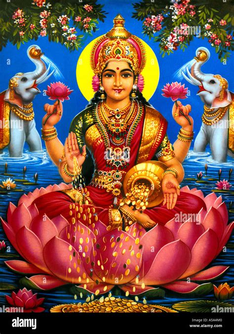 lakshmi hindu goddess  wealth good luck  fortune stock photo  alamy