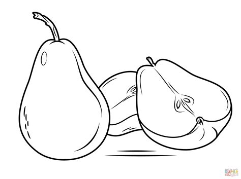 sliced pear coloring page  printable coloring pages