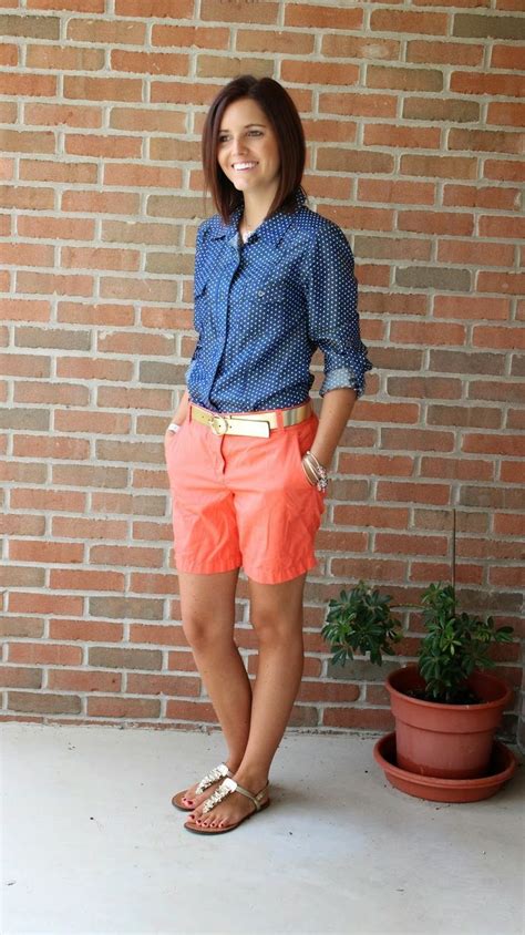 Back To School Teacher Fashion Summer Orange Shorts Outfit