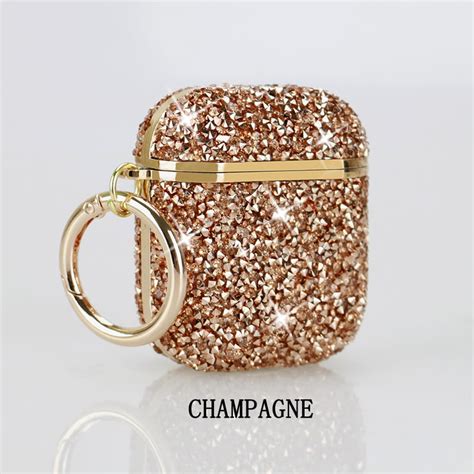 airpods case luxury glitter hard covershockproof protective airpod accessories  keychain