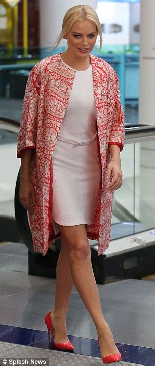 Margot Robbie Wows In Patterned Collarless Jacket And