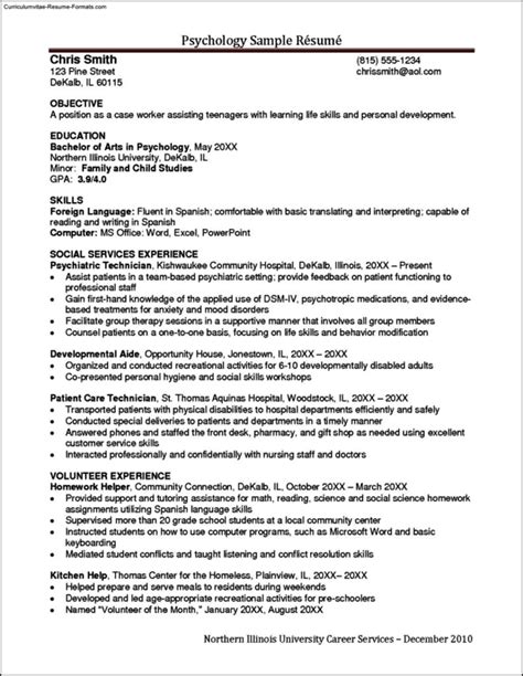 psychology resume template  samples examples format resume