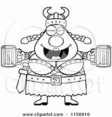 Viking Plump Beer Holding Female Coloring Clipart Cartoon Thoman Cory Outlined Vector 2021 sketch template