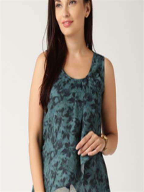 buy    teal green printed top tops  women  myntra