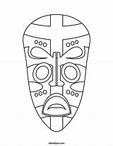 Coloring African Mask sketch template