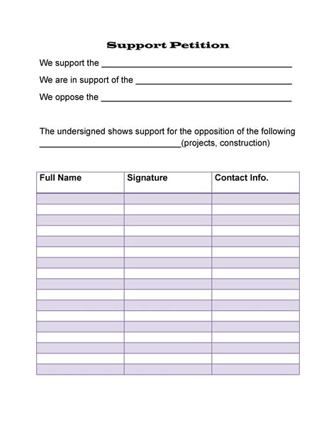 blank petition templates  printable templates