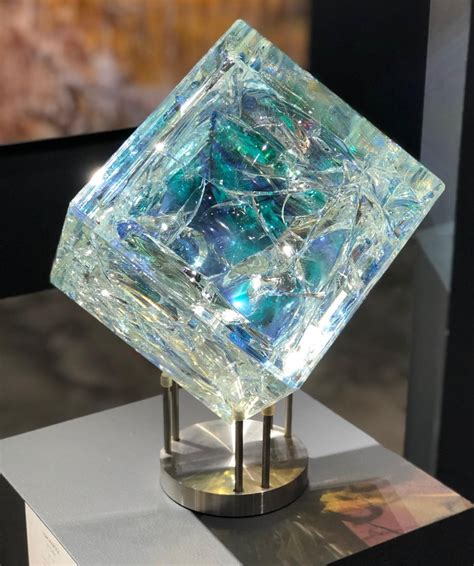 Tom Marosz 8 Inch Cube Cut Polished Float Glass Crystal Optic