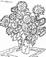 Coloring Pages Monet Sunflowers Popular sketch template