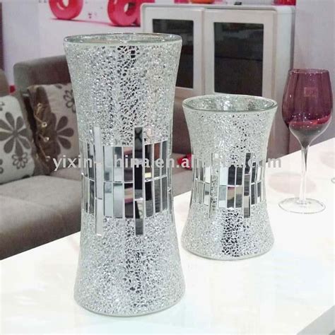 Handicraft Silver Decorative Cheap Mirror Flower Glass Mosaic Vases