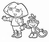 Dora Coloring Pages Explorer Boots Cartoon Printable Color Print Waving Hand Say Sheets Kids Colouring Ape Greet Friend Her Outline sketch template