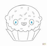 Kawaii Cupcake Coloring Pages Printable Sparkles Supercoloring Color sketch template