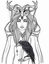 Coloring Pages Horror Book Adult Adults Halloween Colouring Woman Women Books Dead Printable Fairy Tattoo Witch Death Amazon Fantasy Print sketch template