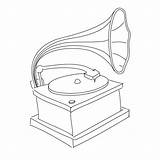 Player Record Drawing Gramophone Old Vector Getdrawings Vintage Template Stock Coloring sketch template