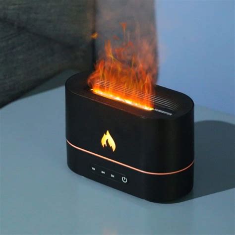 modern flame effect humidifier led lamp fire aroma diffuser etsy