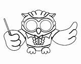 Conductor Owl Coloring Coloringcrew sketch template