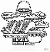 Coloring Mexican Pages Mexico Food Printable Fiesta National Color Clipart Clip Cliparts Hat Chili Library Print Independence Book Google Getcolorings sketch template