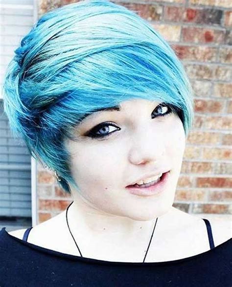 blue short hair combinations pixie haircut ideas  ladies  fashionre