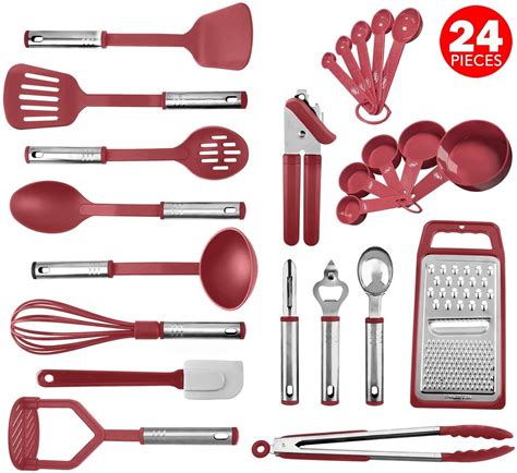 kitchen utensil set  nylon  stainless steel cooking utensils  stick  heat resistant